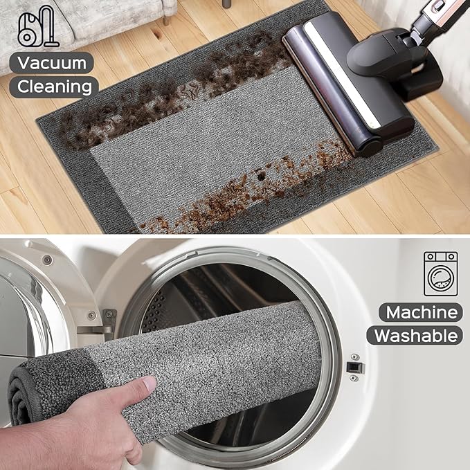 DOMUSTEX Machine Washable Runner Rug 32" x 120", Non Slip Kitchen Mat for Floor, Absorbent Entryway Rug for Kitchen, Bedroom, Living Room, Hallway, Door (Roll Packing)