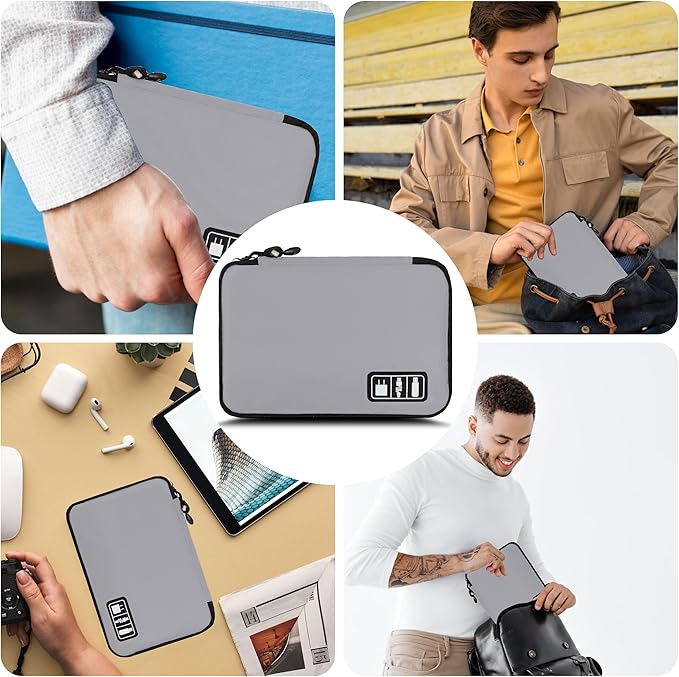 Miavers Electronics Organizer,Travel Cord Organizer Pouch, Portable Cable Organizer Bags,Travel Electronic Accessories Storage Case for Cables, Cords, Charger, Phone (Gray)