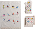 Maison d' Hermine Birdies on Wire Bundle Set 100% Cotton Set of 2 Kitchen Towels (20 Inch by 27.5 Inch) Oven Mitt (7.5 Inch by 13 Inch) and Set of 2 Pot Holders (8 Inch by 8 Inch)