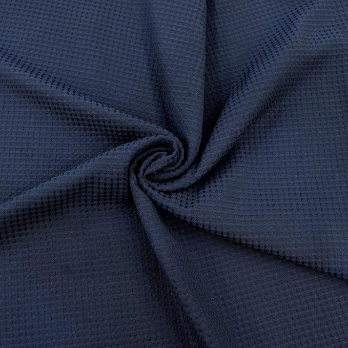 Extra-Long Waffle Weave Shower Curtain 71 Inch W x 96 Inch H - Hotel Luxury Spa, 230 GSM Heavy Weighted Fabric, Water Repellent, Navy Blue, 71x96