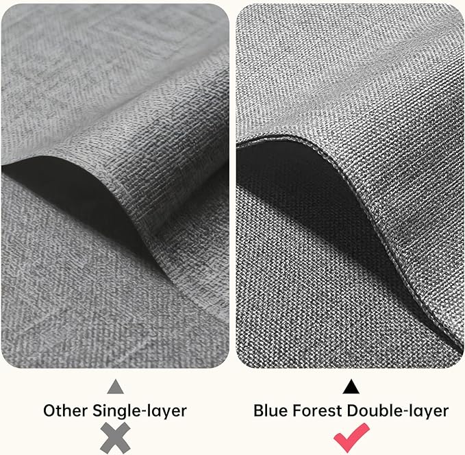 Blue Forest | Rectangular Faux Linen Placemats Set of 6 | Dual- Layered Thickened for Durability | Heat Resistant | Machine Washable | Wrinkle Free for Easy Care Indoor/Outdoor Use - Light Grey