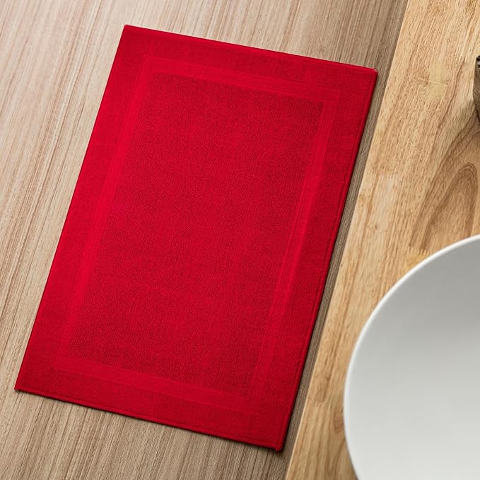 Infinitee Xclusives Premium Cotton Bath Mats for Bathroom – Pack of 2 | 34x22 Inches | Ultra Soft, Super Absorbent, Non-Slip, Machine Washable Mats (Burgundy) [Not a Rug]