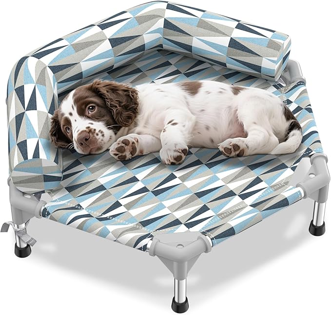 Pyowmgd Orthopedic Dog Bed - Beds Bolster,Cooling Elevated Dog Beds with Metal Frame,Raised Dogs Bed,Easy to Assemble,Up to 50 lbs,Small (24.5" L x 24.5" W x 6.7" Th)