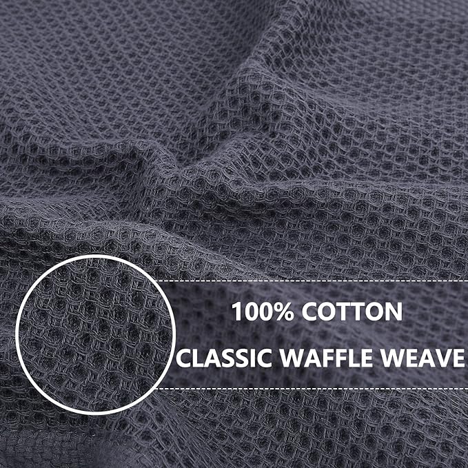 Homaxy 100% Cotton Waffle Weave Kitchen Dish Towels, Ultra Soft Absorbent Quick Drying Cleaning Towel, 13 x 28 Inches, 4-Pack, Multicolor