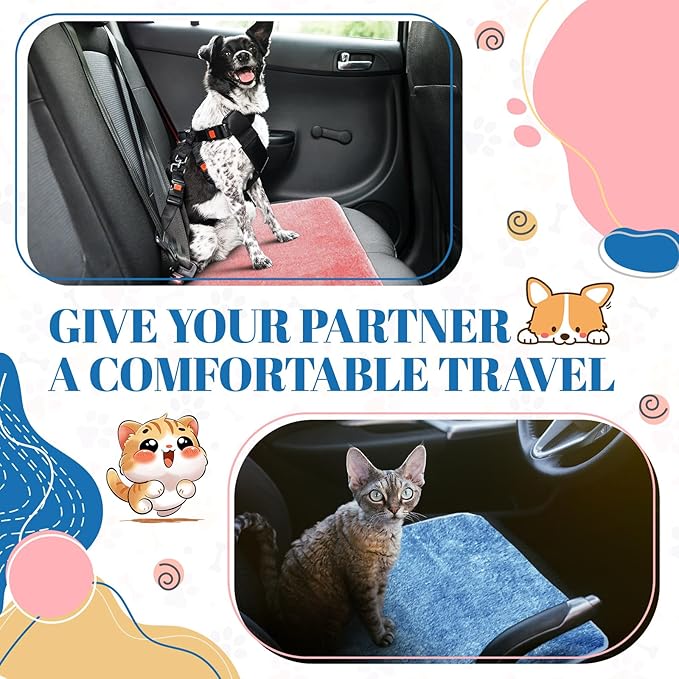 Drydiet 4 Pcs Pet Carrier Pad Travel Pet Reversible Dog Mat Replacement Liners for Travel Dog Bed Pad Washable Plush Double Sided Bed Mat for Cat Kennel Crate(Colorful,17 x 11 Inch)