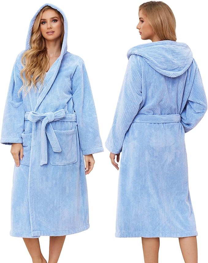 PJGGZ Hooded Bathrobes for Women, Soft Long Towel Robes for Women - Quick Dry yet Warm