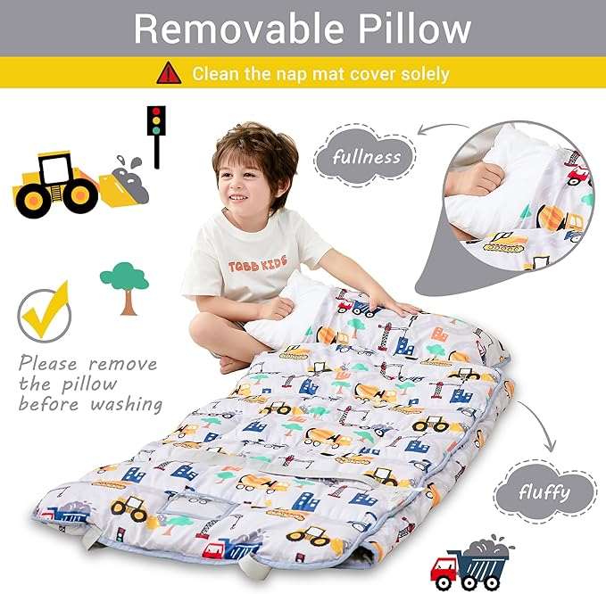 Lasoftan Toddler Nap Mat with Pillow and Blanket, Extra Large Rolled Napping Mats,Slumber Bags for Boys Girls,Kids Sleeping Bag for Daycare, Preschool Travel Camping
