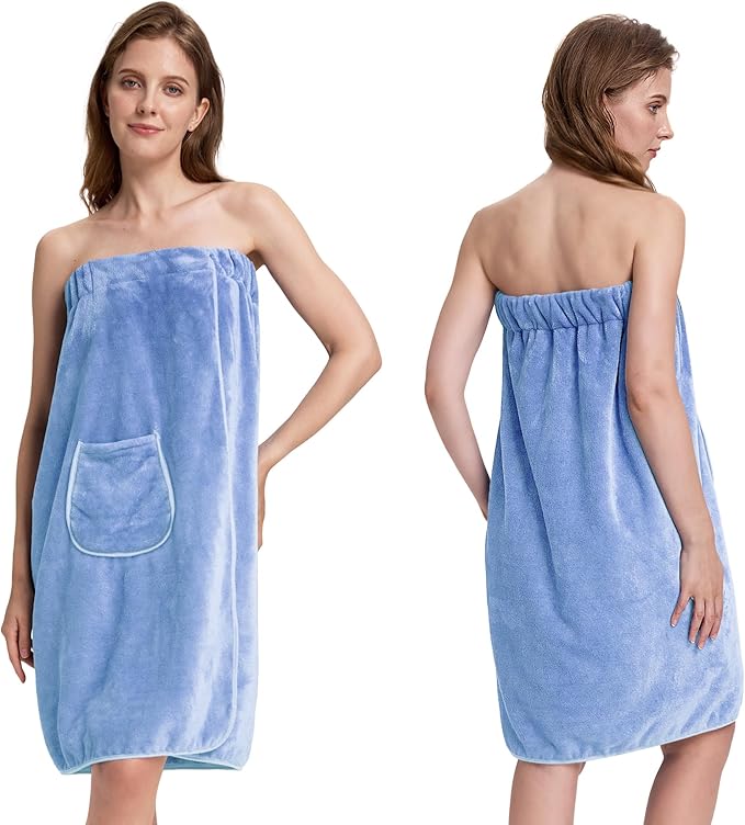 PJGGZ Towel Wrap for Women, Three Adjust Clasps Closure Bath Wraps After Shower Spa Sauna Bathrobe(Available in Plus Size)