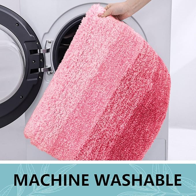 Arotive Microfiber Bathroom Rugs, Shaggy Soft and Absorbent Bath Rug, Non-Slip, Thick Plush Machine Washable Dry Bath Mats for Bathroom, Tub and Shower, 24x16, Pink, Rectangular