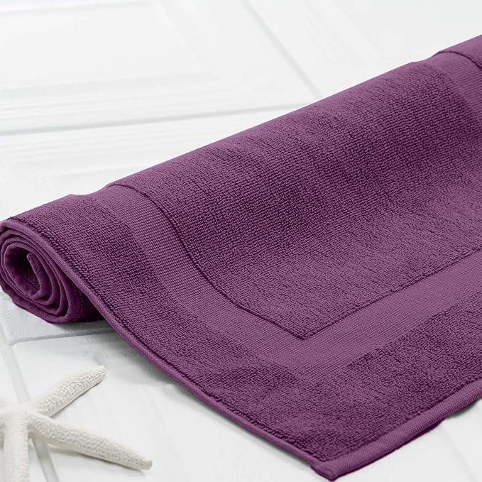 RIVERSIDE Bath Mat Set of 2 - Purple Bath Mats 21x34 Inches, Not a Bathroom Rug, 100% Ring Spun Cotton, Super Soft & Highly Absorbent Bathroom Floor Mats