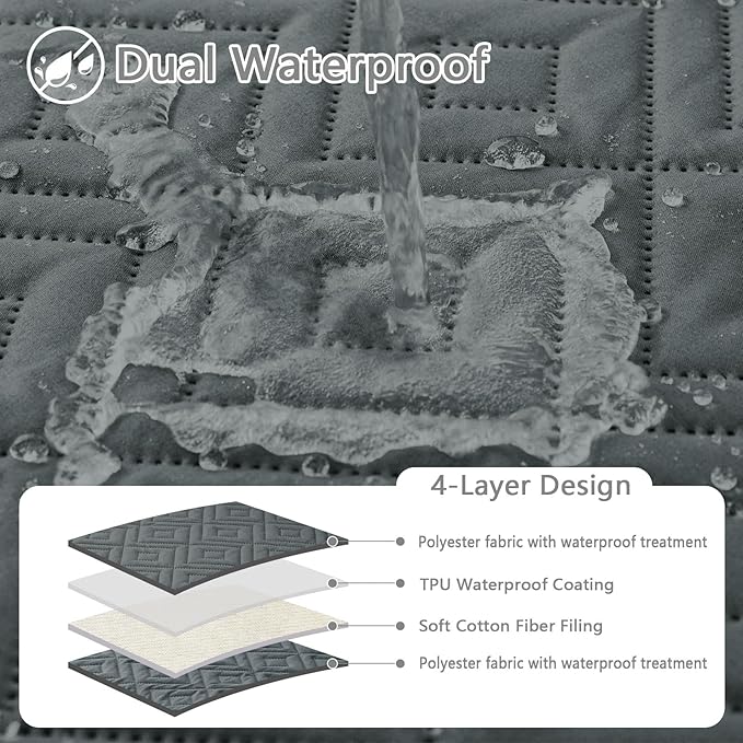 hyha Waterproof Dog Blanket, Soft Dog Bed Cover Pet Blankets, Waterproof Sofa Couch Cover for Dogs Washable, Reversible Pet Couch Covers for Sofa Furniture (68x82 Inch, Dark Grey/Dark Grey)
