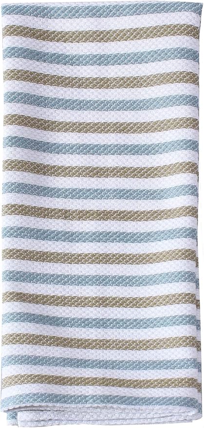 ACCENTHOME Cotton Kitchen Towels - 4-Piece Absorbent Set | Tea & Bar Towels | Marino Leaf Print | Multi-Purpose 20x28