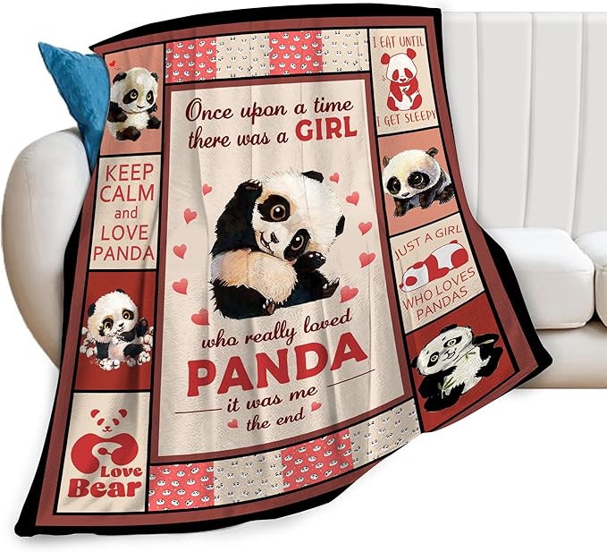 Panda Blanket Panda Throw Blanket Soft Fleece Flannel Bedding Gifts for Men Boys Women Girls Lovers Adults Stuff Plush for Couch Sofa Bed Room Decor 50"X60"