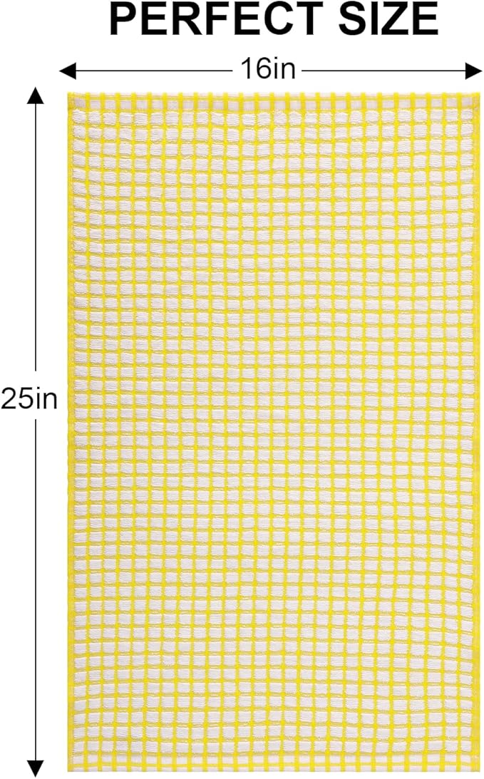 Kitinjoy Cotton 8 Pack Terry Kitchen Towels, 16 x 25 Inches Super Soft and Absorbent Dish Towels, Quick Drying Hand Towels for Kitchen Drying, Yellow