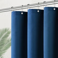 PANGSINNE Classic Blue Stall Fabric Shower Curtain - Water Repellent Waffle Textured 256GSM Heavy Duty Cloth Shower Curtains for Bath Tubs, Narrow Hotel Quality Bath Curtain Set with 6 Hooks, 36Wx72H