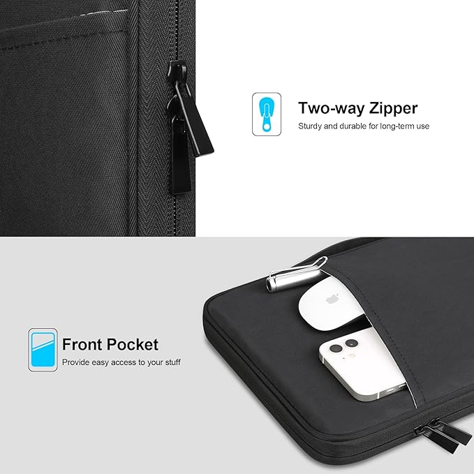 Lacdo Tablet Sleeve Bag for 11 inch iPad A16 / 11 Inch iPad Pro M5 M4 / 11 inch iPad Air M3 M2 / 10.9" iPad / 10.2" iPad /10.9" ipad Air, 11 inchs Samsung Galaxy Tab A9+ Bag, Fit Magic Keyboard, Black