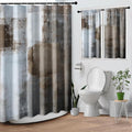 Culudea Brown Grey Painting Shower Curtain Set, Contemporary Gray Abstract Bathroom Window Waterproof Shower Curtain Set for Bathroom Decor