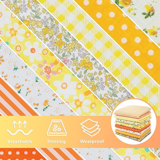 Aubliss 8pcs Fat Quarter Fabric Bundles (100% Cotton - 20‘’ x 20‘’) Quilting Cotton Craft Fabric Pre-Cut Squares Sheets for Patchwork Sewing Quilting Crafting