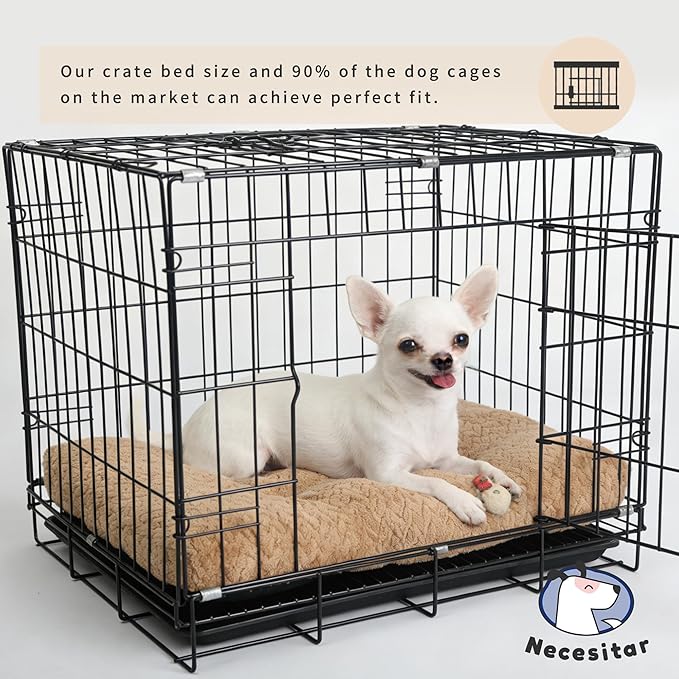 Necesitar 18 inch Dog Crate Bed Dog Mats for Sleeping,Up to 10 lbs Fluffy Khaki Puppy Pad XXS