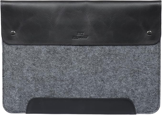 MegaGear Genuine Leather and Fleece MacBook Bag Laptop Sleeve for MacBook Pro and MacBook Air Case - 16 Inch - 15 Inch - 15.5 Inch (M4, M3, M2, M2, M1, Pro & Max) 2020 to 2024 Models