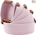 ECDYQXVU 5 Piece Storage Baskets Small Woven Basket with Detachable Leather Handle, Cotton Rope Shelf Baskets for Closet Organizers, Different Sizes Basket Decor, Light Pink