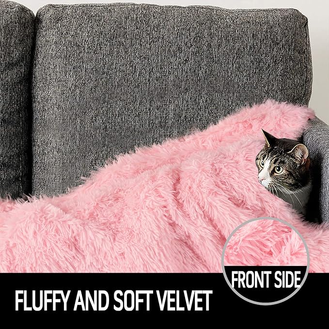 LOCHAS Luxury Fluffy Dog Blanket, Extra Soft and Warm Sherpa Fleece Pet Blankets for Dogs Cats, Plush Furry Faux Fur Puppy Throw Cover, 20''x30'' Pink