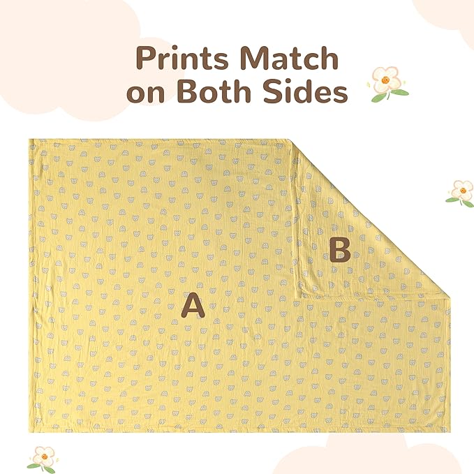 NTBAY 4 Layer Muslin Cotton Toddler Blanket, 30x40 Soft and Breathable Receiving for Newborns and Infants, Perfect for Crib, Stroller, Travel, Lightweight Nursery Blanket, Honey Bear