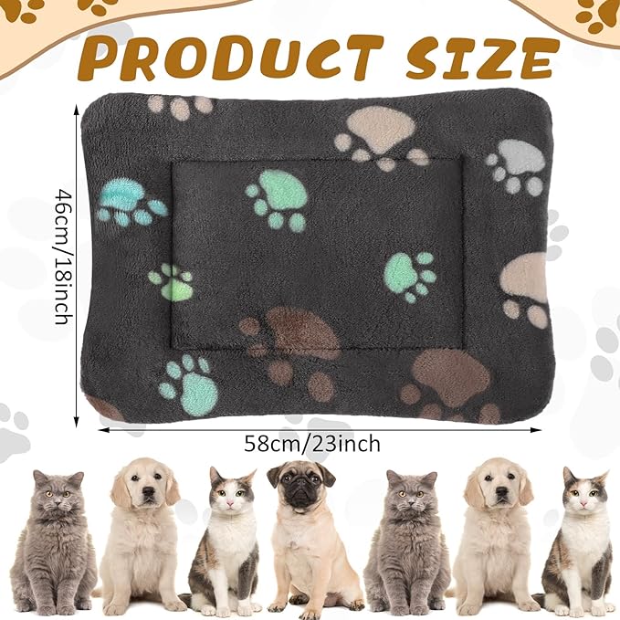 Tuanse 4 Pack Ultra Soft Dog Cat Bed Mat with Cute Prints Reversible Fleece Dog Crate Kennel Pad Cozy Washable Thickened Hamster Guinea Pig Pet Bed Mat for Small Animals(23 x 18 Inches,Black)