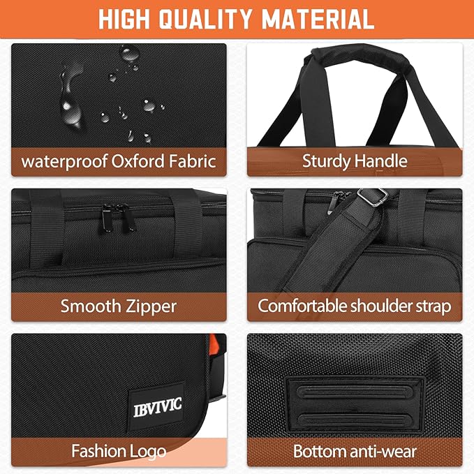IBVIVIC DJ Cable File Bag With Adjustable Dividers, Dj Gig Bag for Cables, Cords, DJ Gear, Sound Instrument and Accessories, Cable Organizer Bag 16L x 11W x 12H inch