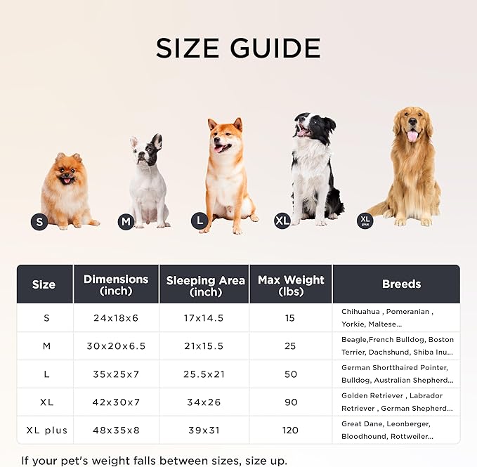 Bedsure Orthopedic Dog Beds Large Sized Dog, Waterproof Memory Foam Pet Bed with Sides, Non-Slip Bottom and Egg-Crate Foam Large Pet Couch Sofa with Washable Removable Corduroy Cover, Cream