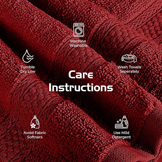 RIVERSIDE 12 Pack Premium 100% Cotton Face Wash Cloths, 12 x 12 Inches, Soft & Absorbent Face Towels for Bathroom Wash Clothes, 550 GSM, Luxury WashCloths for Showering, Body, Spa & Gym, Red