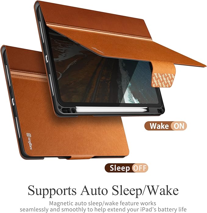 KingBlanc Case for iPad Pro 11 inch 4th/3rd/2nd/1st Generation (2022/2021/2020/2018) with Pencil Holder, PU Leather Protective Stand Folio, Auto Sleep/Wake, Multi-Angles for Viewing/Typing, Brown