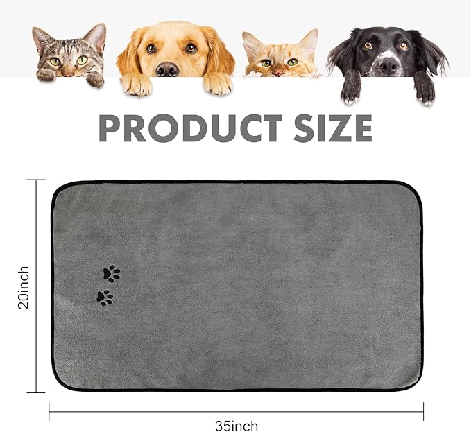 Wipela 2Pieces Microfiber Pet Bath Towel Dog Towel.Dog Towel Soft Absorbent Drying for Small Medium Large Dogs and Cats with Great for Bathing and Grooming (35 x 20 Inch Grey)