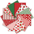 JarThenaAMCS 12Pcs Strawberry Cotton Fabric Bundles 18 x 22 Inch Strawberry Flower Plaid Fat Quarters Colorful Sewing Fabrics for DIY Craft Party Decor