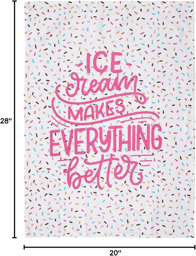 ACCENTHOME Kitchen Towels Set of 4 Super Absorbent Durable Towels Perfect for Kitchen Mess & Drying Dishes 50x70 cm Stripe & Check Pattern Sweet Dessert Print
