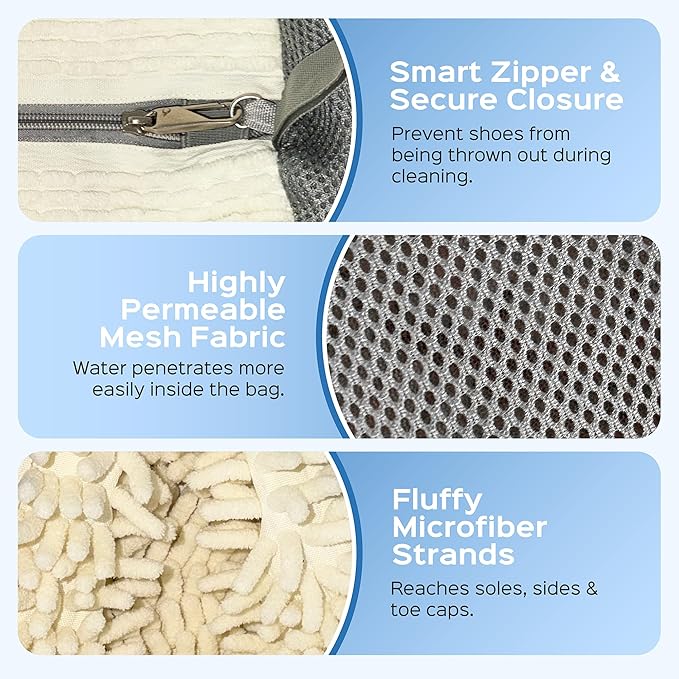 Shoe Bags for Washing Machine, 2 Pack With Shoe Brush, Shoe Washing Machine Bag, Shoe Laundry Bag, Updated With Locking Zipper