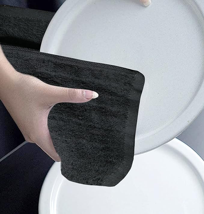 TOALLA 100% Cotton Washcloths - 60 Pack|400 GSM|Soft Face & Body Washcloths|Highly Absorbent|12 x 12 in|Black