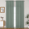 Lecloud Bessie Sage Green Curtains 90 Inches Long 2 Panels, Cozy Light Filtering Faux Linen Curtains, Durable Farmhouse Drapes with Rod Pocket for Bedroom Dining Room Home Office, Each 50" W x 90" L