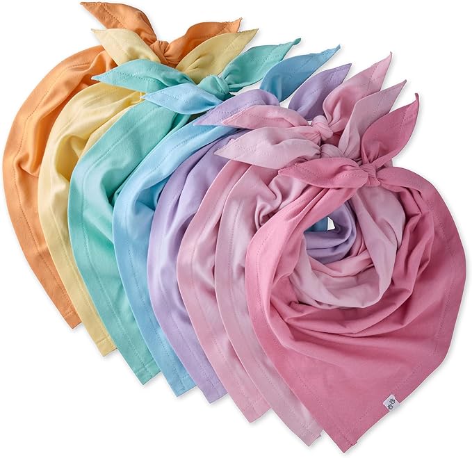 Pet Passion Bandit - The PET Bandana, 8 Pack 100% Organic Cotton Pet Bandanas Clothes for Small, Medium, Large Dogs, Rainbow Pink, Medium/X-Large