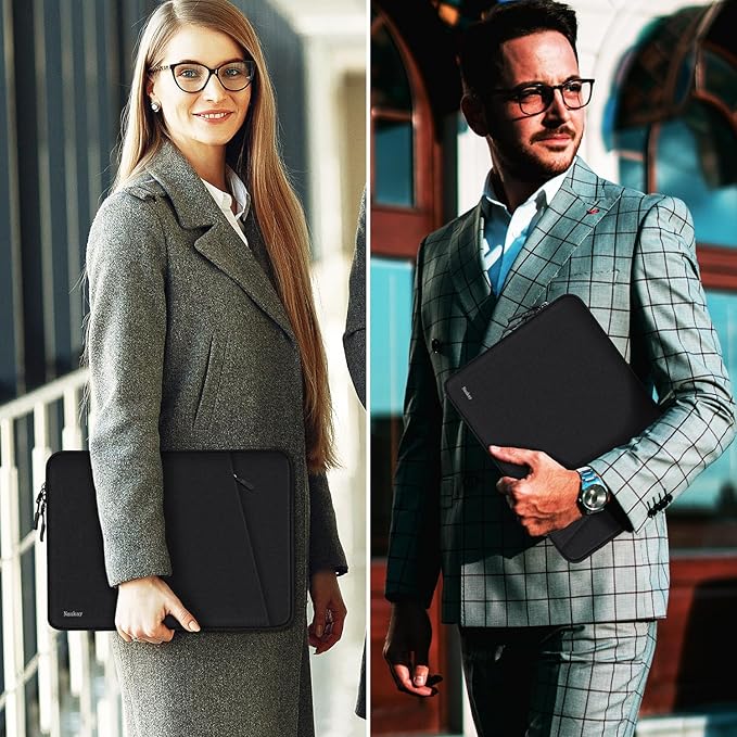 Laptop Sleeve Case 13.3 inch, Shockproof Protective Computer Cover with Accessories Pocket, Portable Laptop Bag Compatible with MacBook Air/Pro 13-13.3 inch, Compatible for MacBook Pro 14 inch, Black | Shockproof, Black