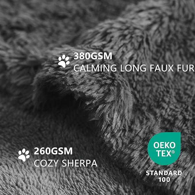 gogobunny Waterproof Dog Blanket for Large Dogs, Cats, Puppy, Reversible Faux Fur Pet Throw Blanket, Washable, Calming Furniture Protection for Sofa Bed (40x50 Inch (Pack of 1), Grey)