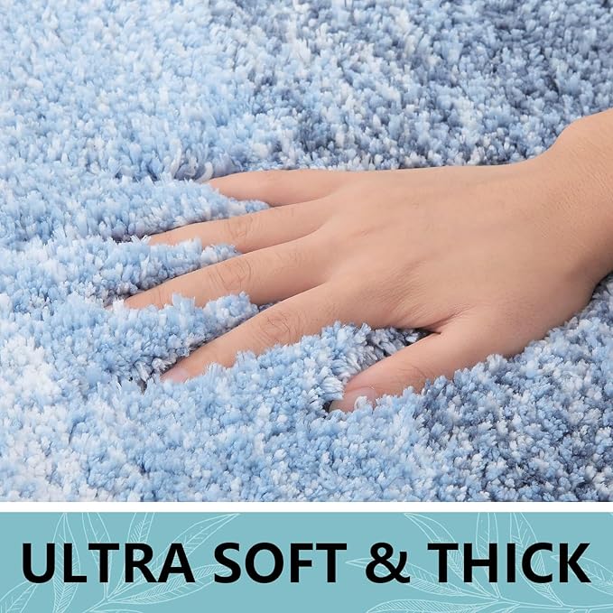 Arotive Microfiber Bathroom Rugs, Shaggy Soft and Absorbent Bath Rug, Non-Slip, Thick Plush Machine Washable Dry Bath Mats for Bathroom, Tub and Shower, 54x24, Light Blue, Rectangular