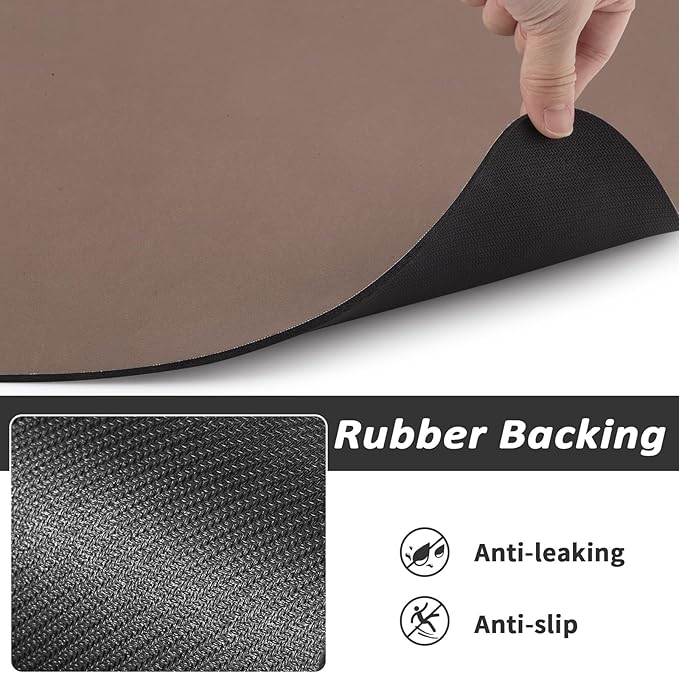 HotLive Dog Food Mat - Absorbent Cat Mat for Food and Water, No Stains Pet Feeding Bowl Mat, Easy to Clean Pet Placemats, Quick Dry Dog Water Dispenser Mat for Messy Drinkers | Brown 18"x34"