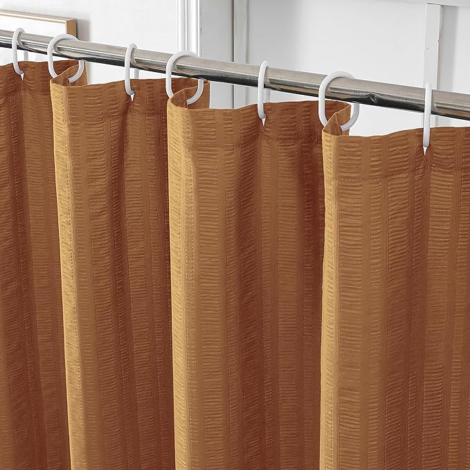 Aiyufeng Gold Shower Curtain for Bathroom, Embossed Textured Fabric Shower Curtain for Bathroom - Soft Cloth & Hotel Spa, Machine Washable, 72X72, Gold