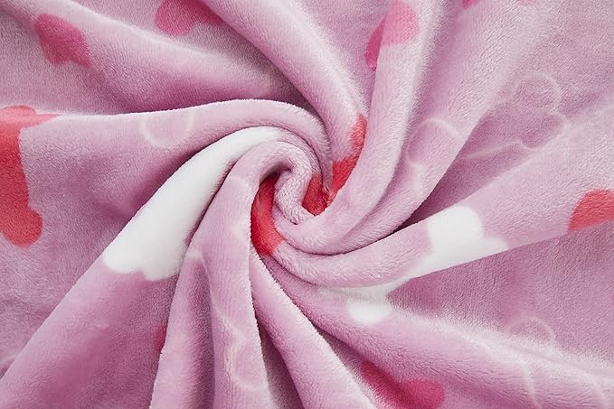 Allisandro Luxurious Dog Blanket, 350 GSM Super Fuzzy Microplush Fleece Pet Blankets for Small Medium Large Dogs and Cats, Pink Bone, 64 × 40 Inches