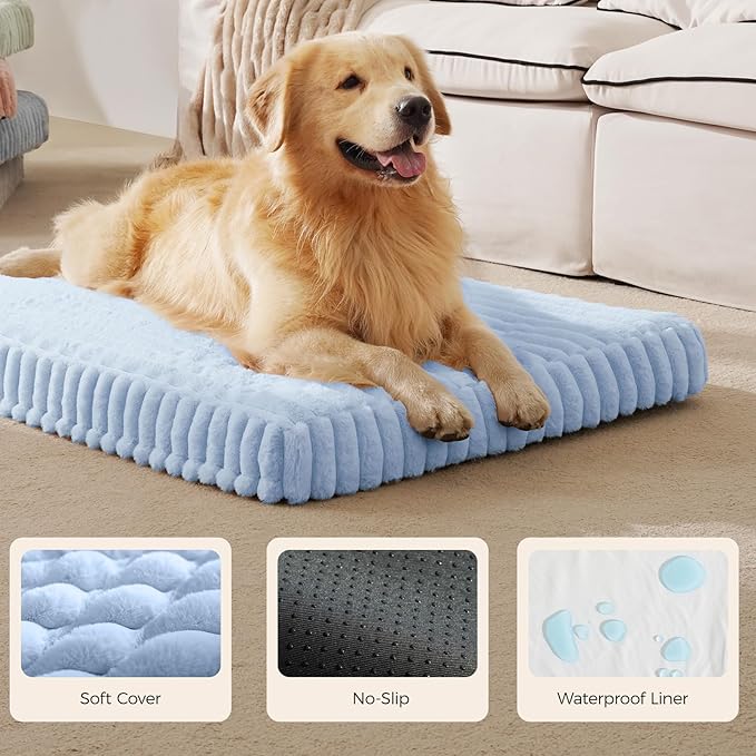 Orthopedic Dog Bed for Medium Dog, Waterproof Pet Bed,Non-Slip Bottom and Egg-Crate Foam with Removable Washable Cover Crate Bed,Blue,30"x20"x3"