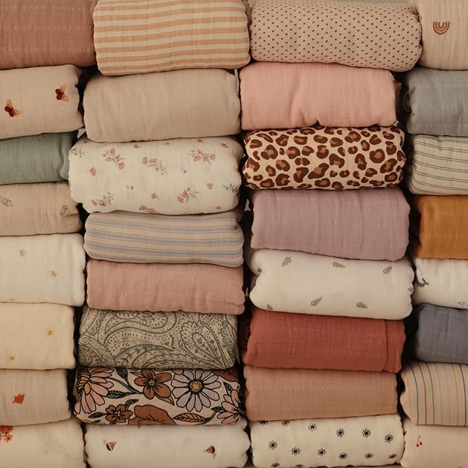 mushie Muslin Baby Swaddle Blanket | 100% Organic Cotton (Olive Check)