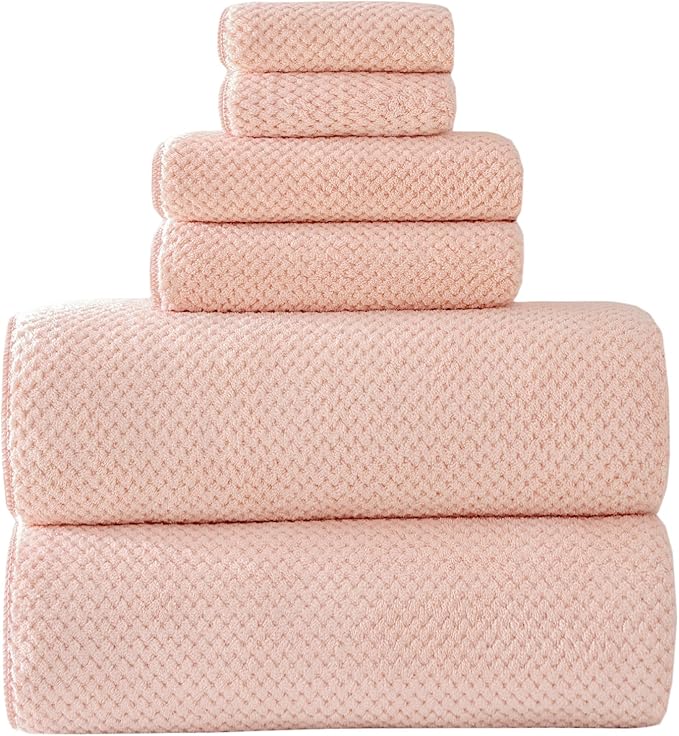 Akzpe 40x80 Inches Bath Sheets Towels for Adults Oversized Bath Towels Extra Large Luxury Super Soft Absorbent Quick Dry Microfiber (Pink,6PCS)