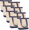 Canvas Tote Bag with Handles for Woman, Reusable Cloth Bag for Groceries and Shopping In Bulk - Blank Cotton Tote Bag, Suitable for DIY Projects Heavy Duty, 16"X14.5" With 4” Gusset, Blue 8 Pack