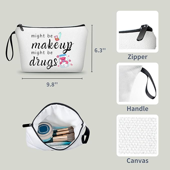 ARIOSEY Funny Gifts for Women Friend,Medicine Bag,Might Be Makeup Might Be Drugs,Makeup Cosmetic Bags for Women,Medicine Bag for Traveling,Womens Christmas Gifts